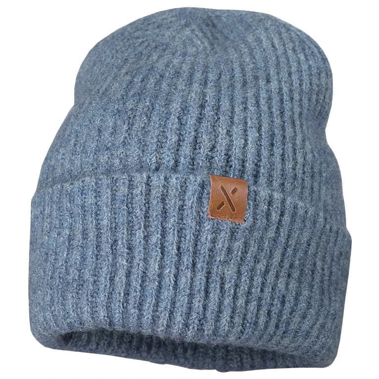 Зимна шапка (beanie) maximo Girl's Mütze mit Umschlag gerippt Beanie - Blue Melange