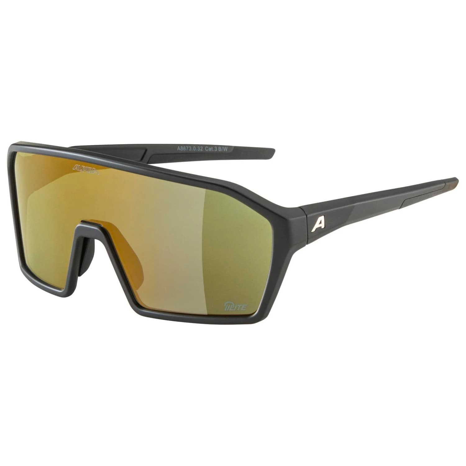 Очила за колоездене Alpina Ram Q-Lite Mirror Cat. 3 Cycling glasses - Black Matt / Q-Lite Amber / Gold Mirror