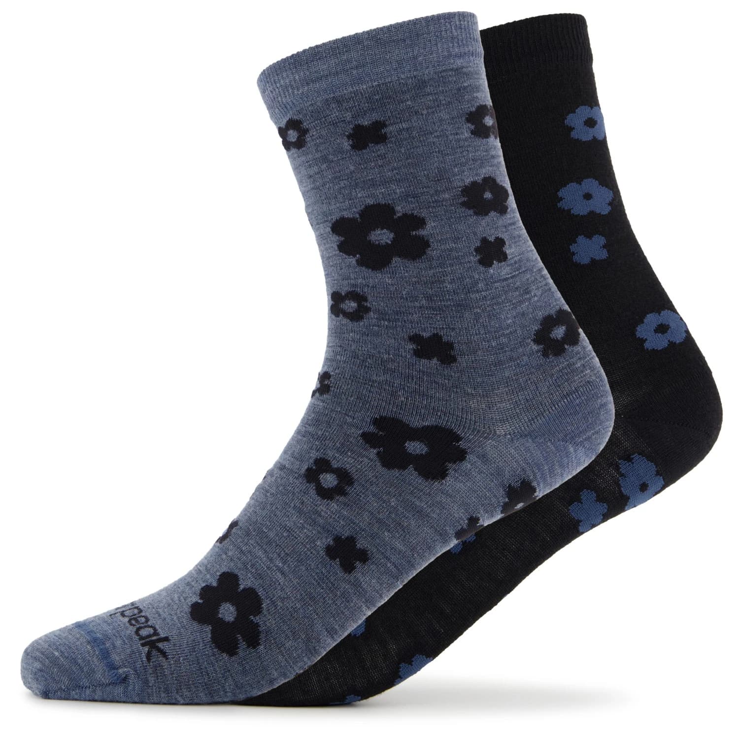 Дамски спортни чорапи Heber Peak Merino SylvaHe. Flower Socks 2-Pack Sports socks - Black / Steel Blue
