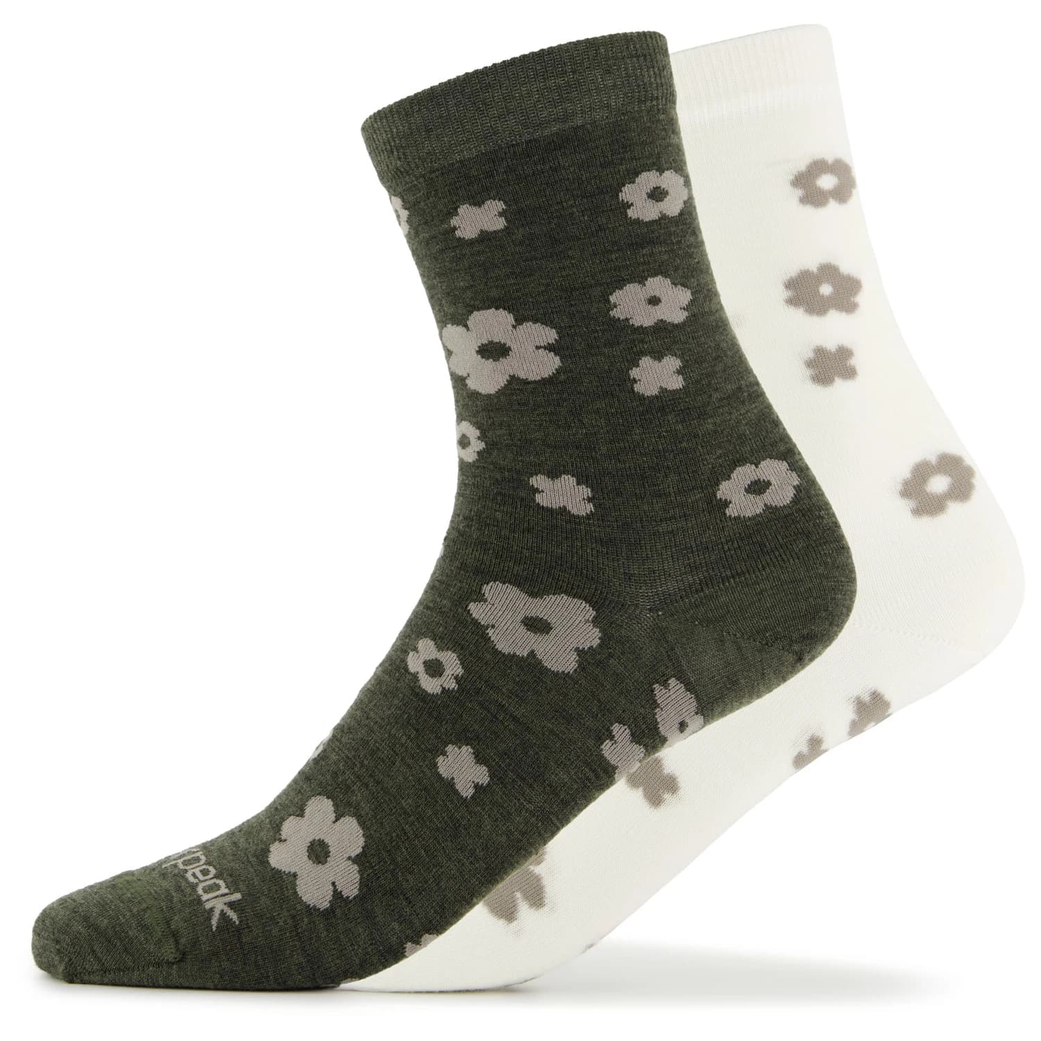 Дамски спортни чорапи Heber Peak Merino SylvaHe. Flower Socks 2-Pack Sports socks - Green / White