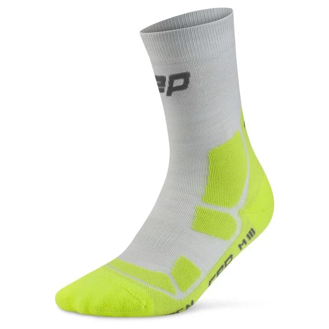 Мъжки туристически чорапи CEP Hiking Mid Cushion Sock Mid Cut Walking socks - Grey / Acid Lime