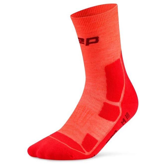 Дамски туристически чорапи CEP Women's Hiking Mid Cushion Socks Mid Cut Walking socks - Neon Coral / Red