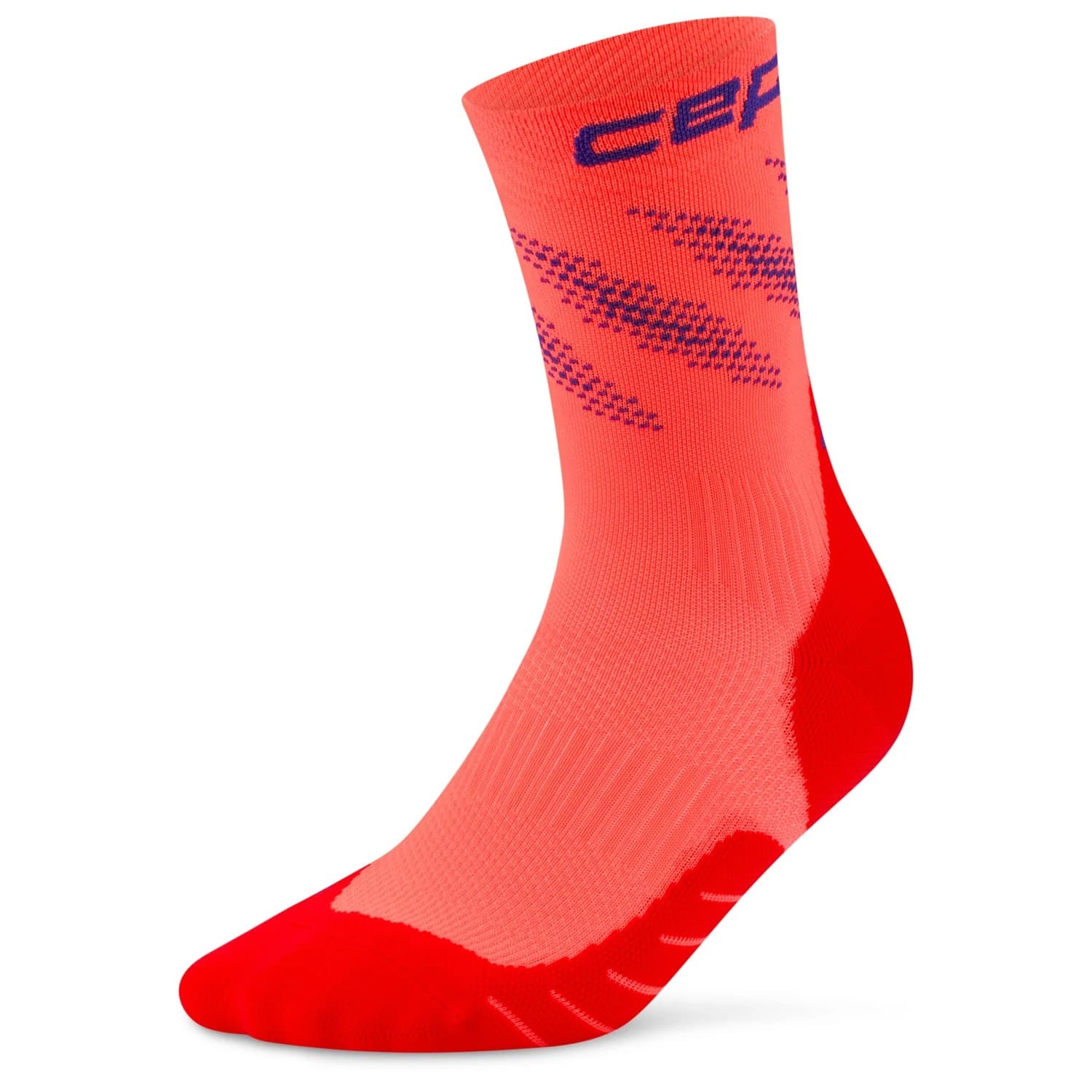 Дамски чорапи за бягане Cep Women's Run Edt. Elliptic Socks Mid Cut Running socks - Neon Coral / Purple