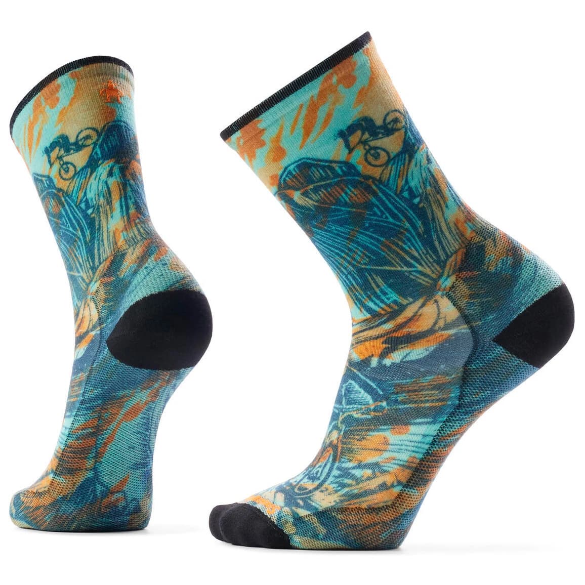 Чорапи за колоездене Smartwool Bike Zero Cushion Rugged Ride Print Crew Cycling socks - Capri