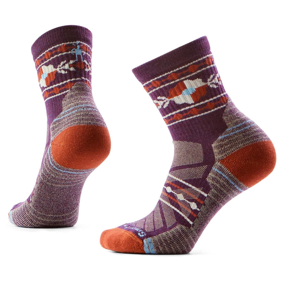 Дамски туристически чорапи Smartwool Women's Hike Light Cushion Retro Floral Mid Crew Walking socks - Purple Iris
