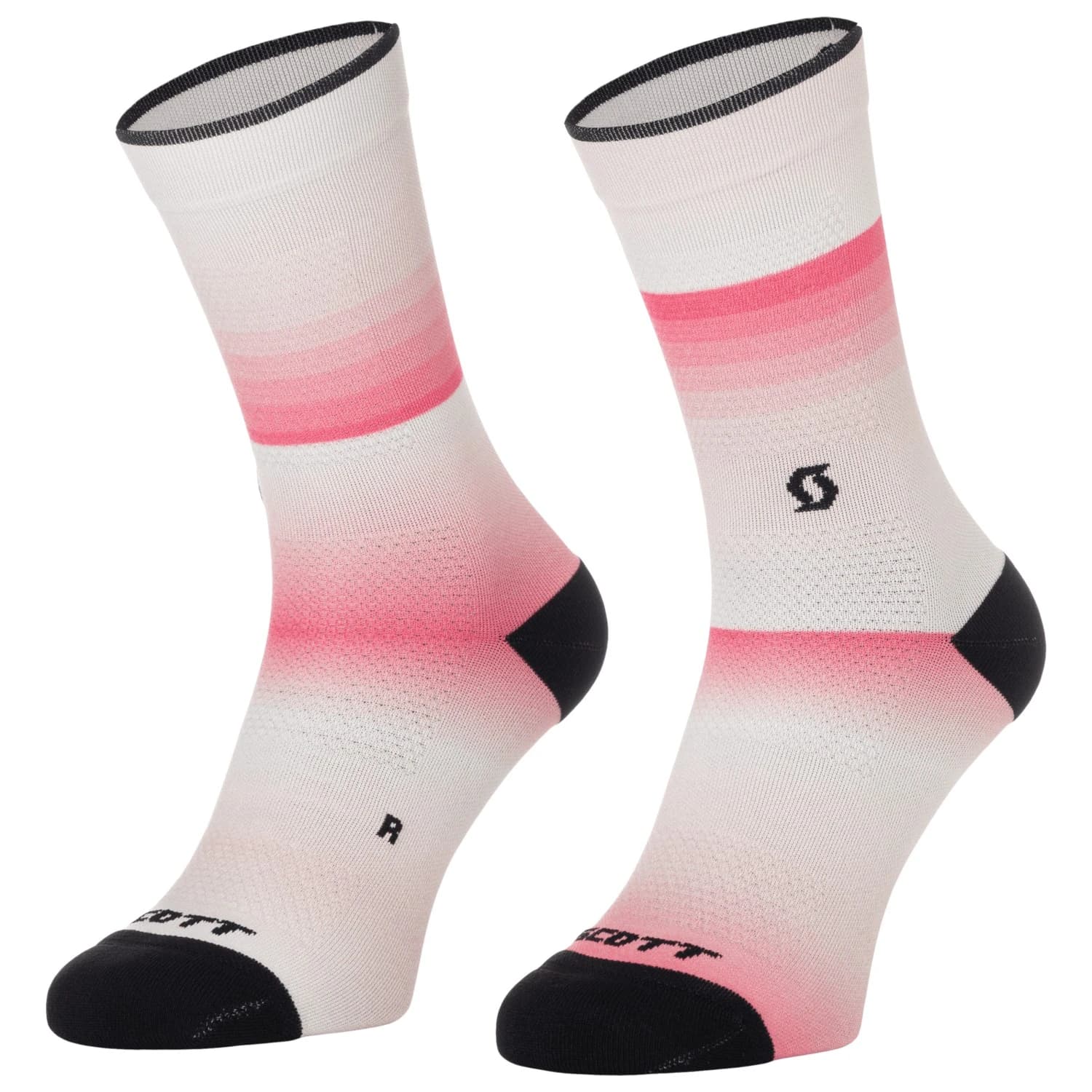 Чорапи за колоездене Scott Sock Gradient Stripes Crew Cycling socks - Digital Pink / White