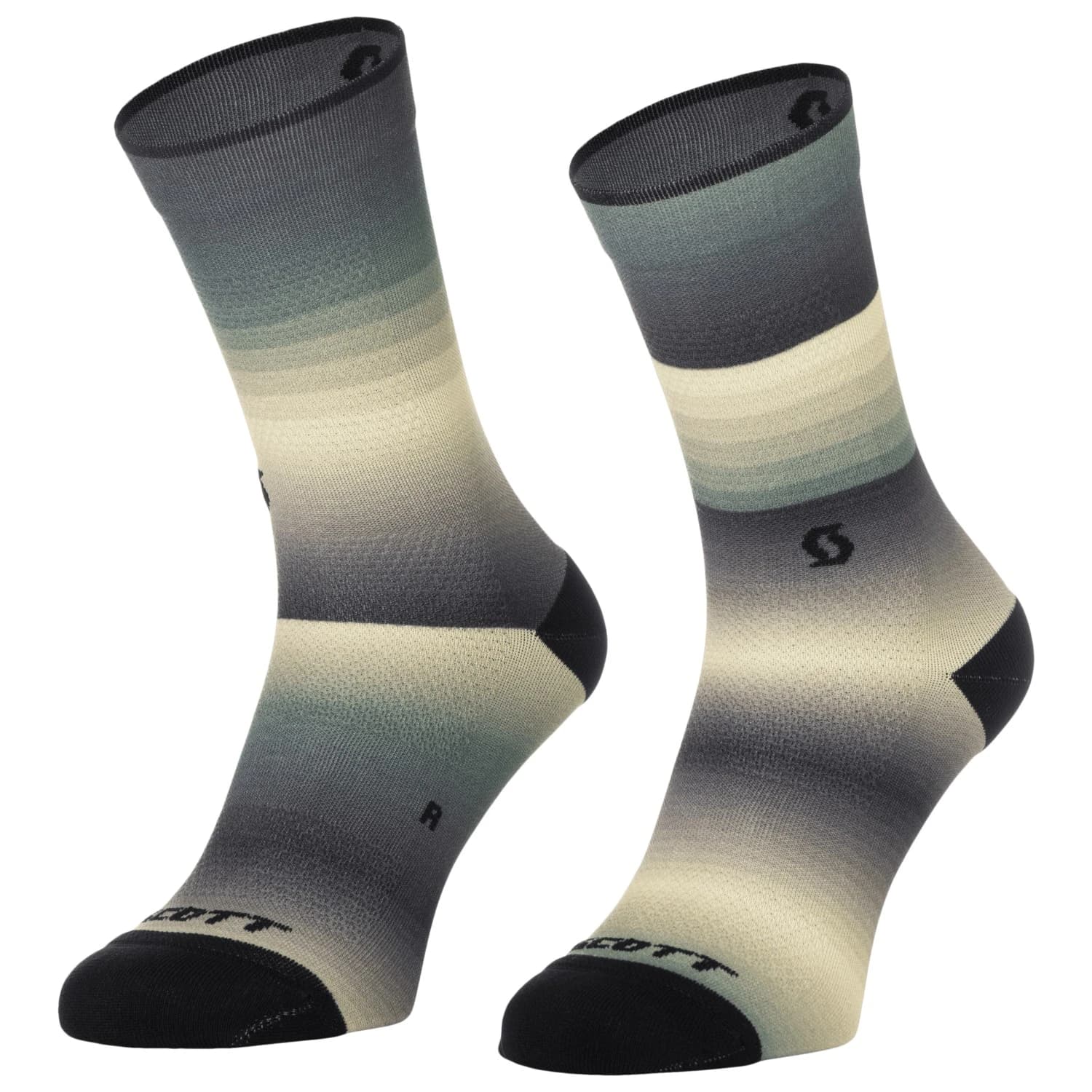 Чорапи за колоездене Scott Sock Gradient Stripes Crew Cycling socks - Tranquil Green / Acid Yellow