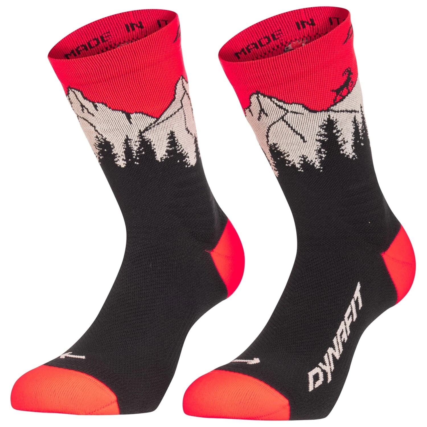Чорапи за бягане Dynafit Traverse Crew Running socks - Black Out / Ultra Coral