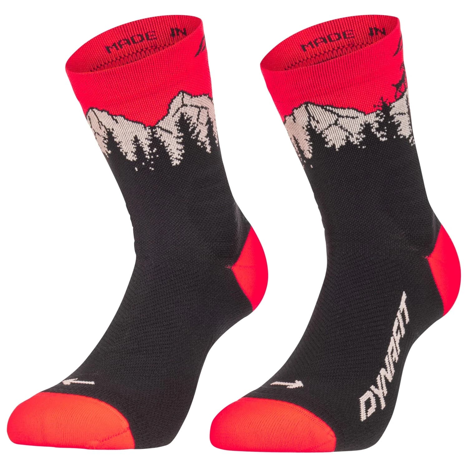 Чорапи за бягане Dynafit Traverse Mid Running socks - Black Out / Ultra Coral