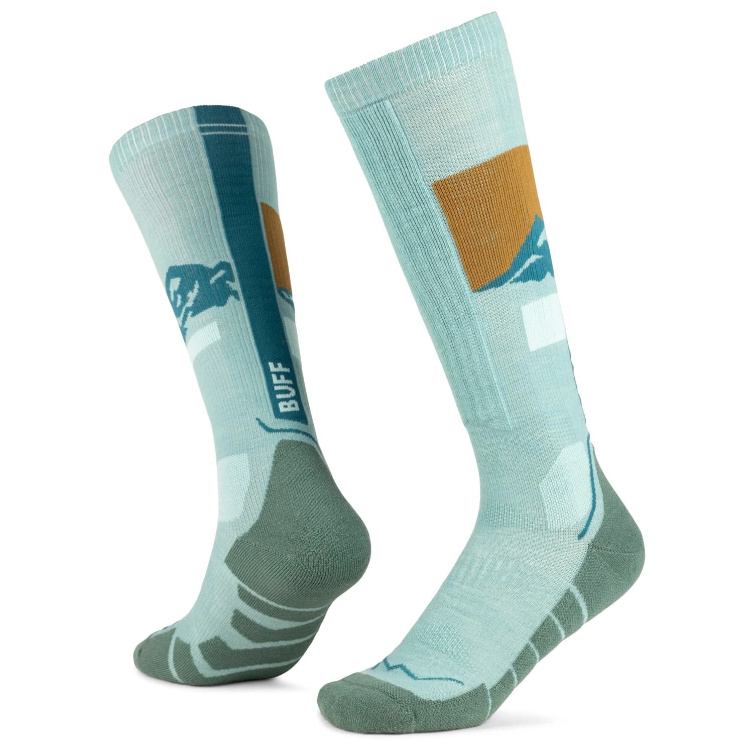 Ски чорапи Buff Merino HW Over The Calf Ski socks - Sea Green