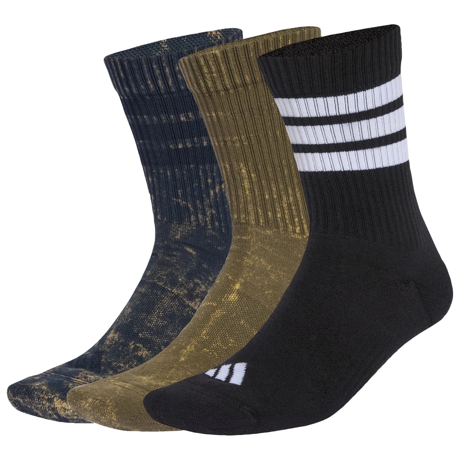 Мъжки спортни чорапи adidas 3-Stripes Concept Crew WSH 3-Pack Sports socks - Aurora Ink / Olive Strata / Black / White