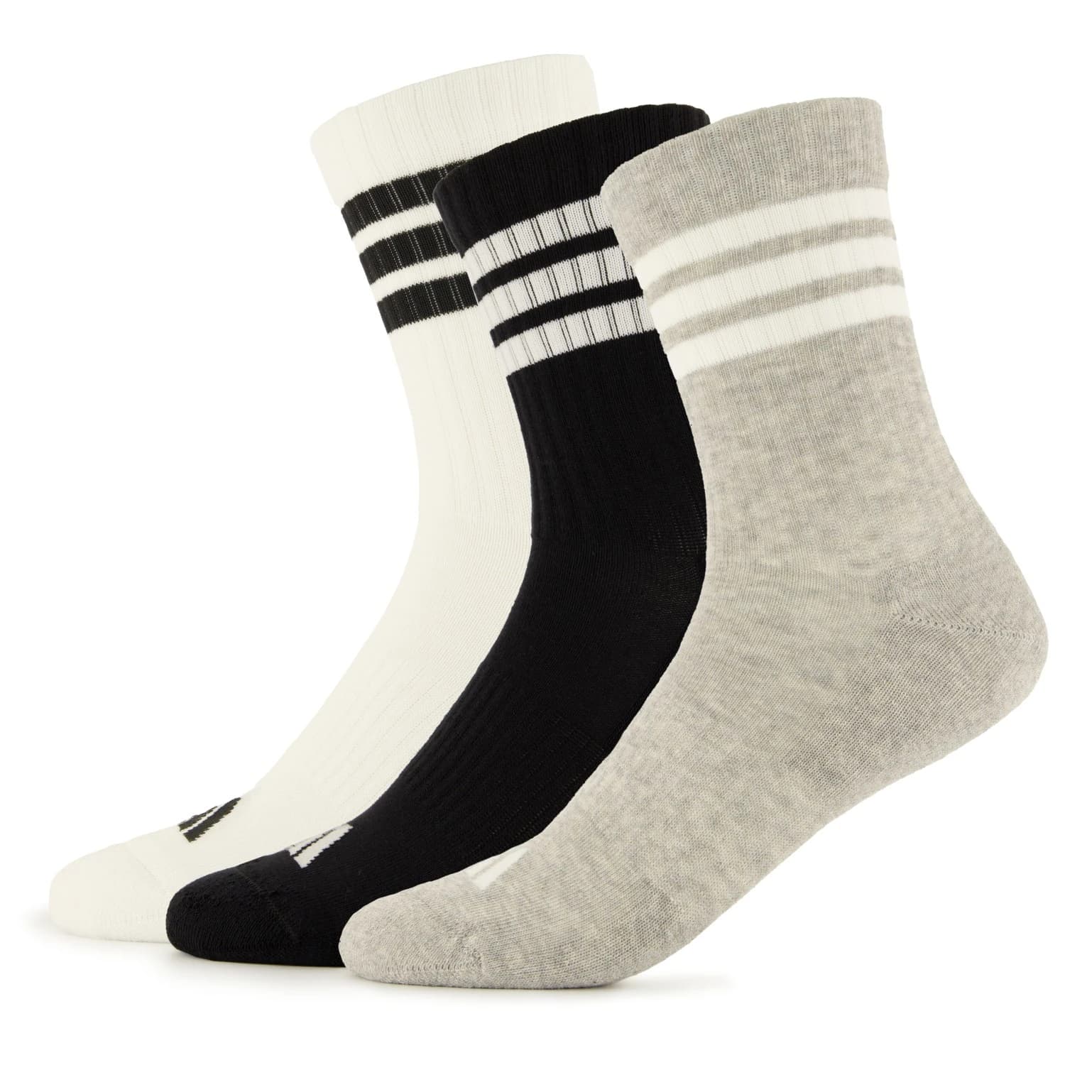 Мъжки спортни чорапи adidas 3-Stripes Essential Concept Crew 3-Pack Sports socks - Medium Grey Heather / White / Black