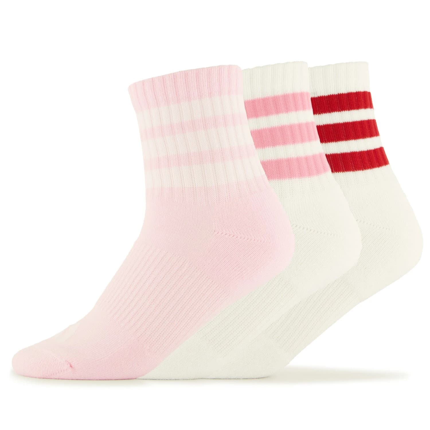 Мъжки спортни чорапи adidas 3-Stripes Essential Concept Mid 3-Pack Sports socks - White / Clear Pink / Active Maroon