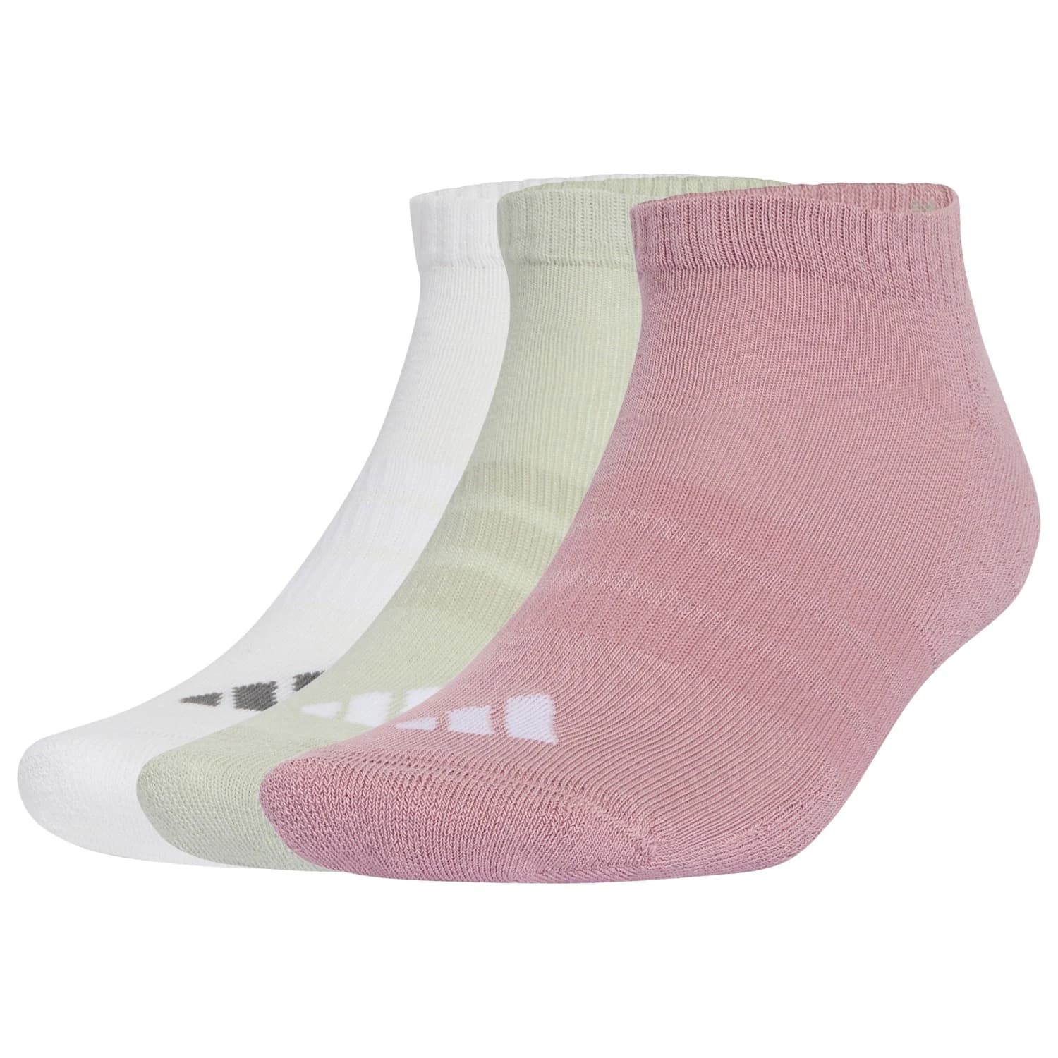 Мъжки спортни чорапи adidas Cushioned Essential Low Cut 3-Pack Sports socks - Magic Mauve / White / Halo Green / Grey Four