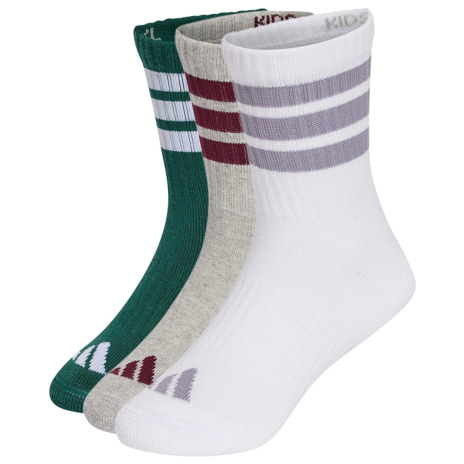 Детски спортни чорапи adidas Kid's 3-Stripes Concept Crew 3-Pack Sports socks - Collegiate Green / Medium Grey Heather / White