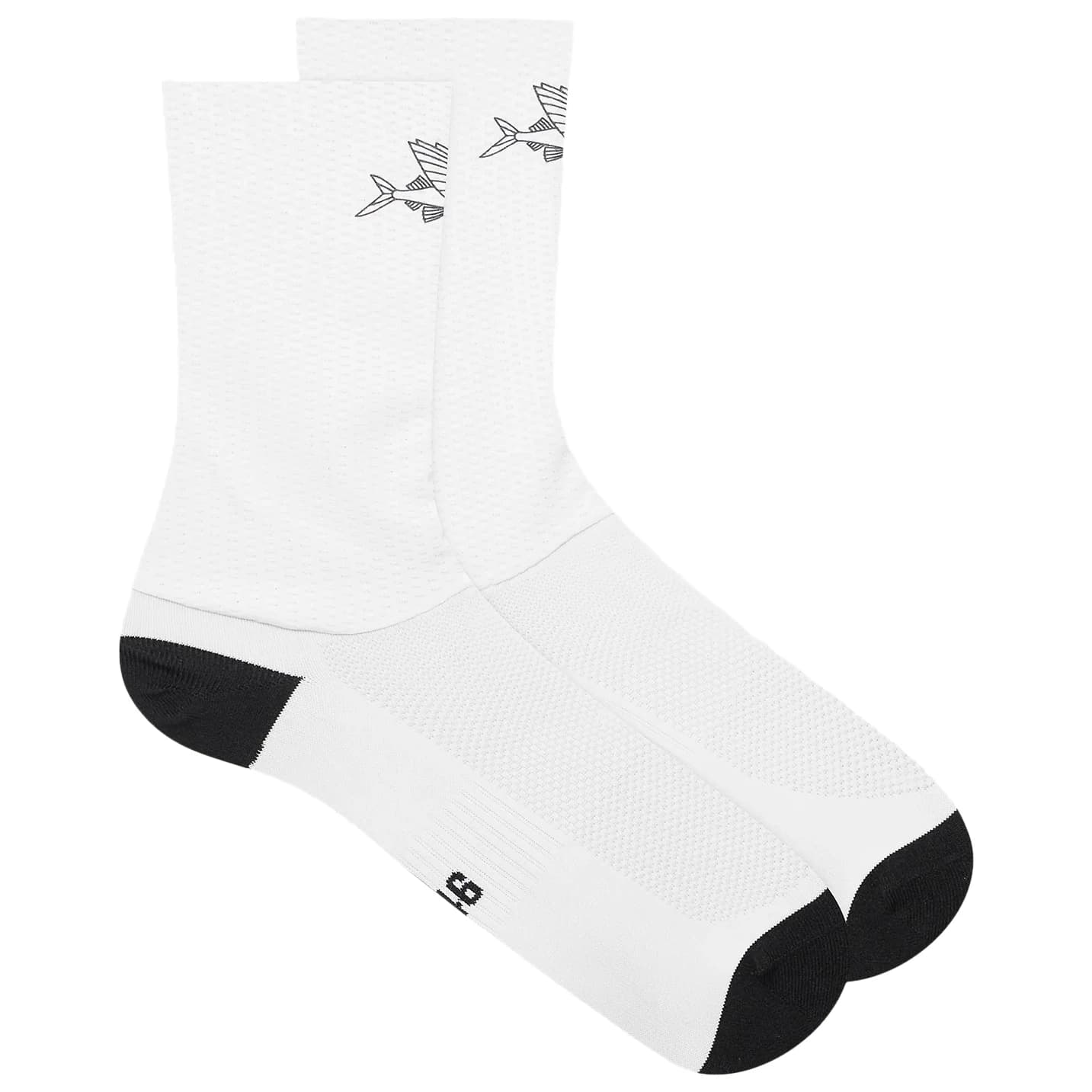Чорапи за колоездене CAFÉ DU CYCLISTE Aero Cycling socks - Flying Fish Black On White