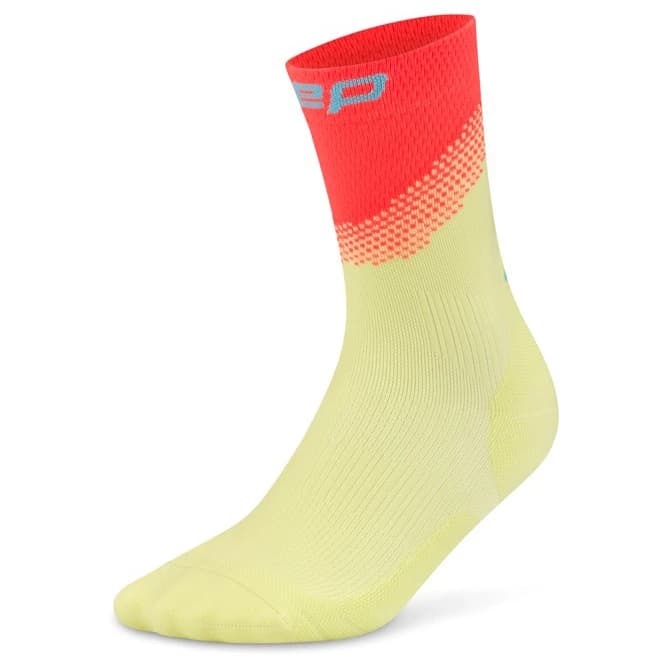 Мъжки чорапи за бягане CEP Run Edt. Split Socks Mid Cut Running socks - Lime / Neon Coral