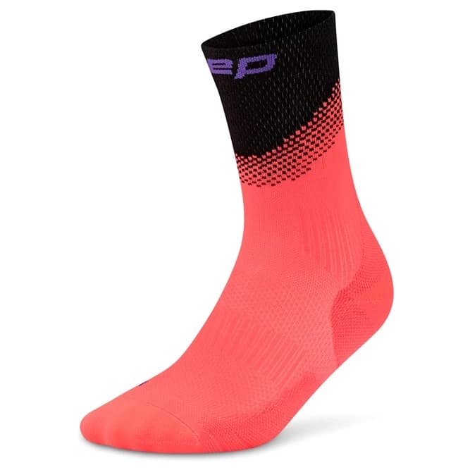 Мъжки чорапи за бягане CEP Run Edt. Split Socks Mid Cut Running socks - Neon Coral / Black
