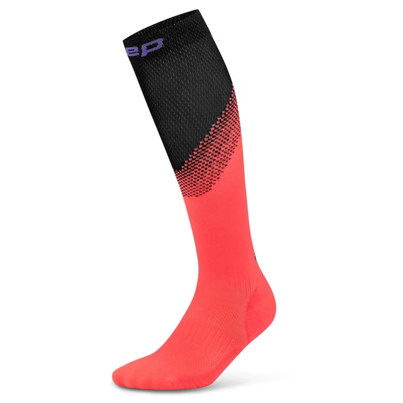 Мъжки компресионни чорапи CEP Run Edt. Split Socks Tall Compression socks - Neon Coral / Black