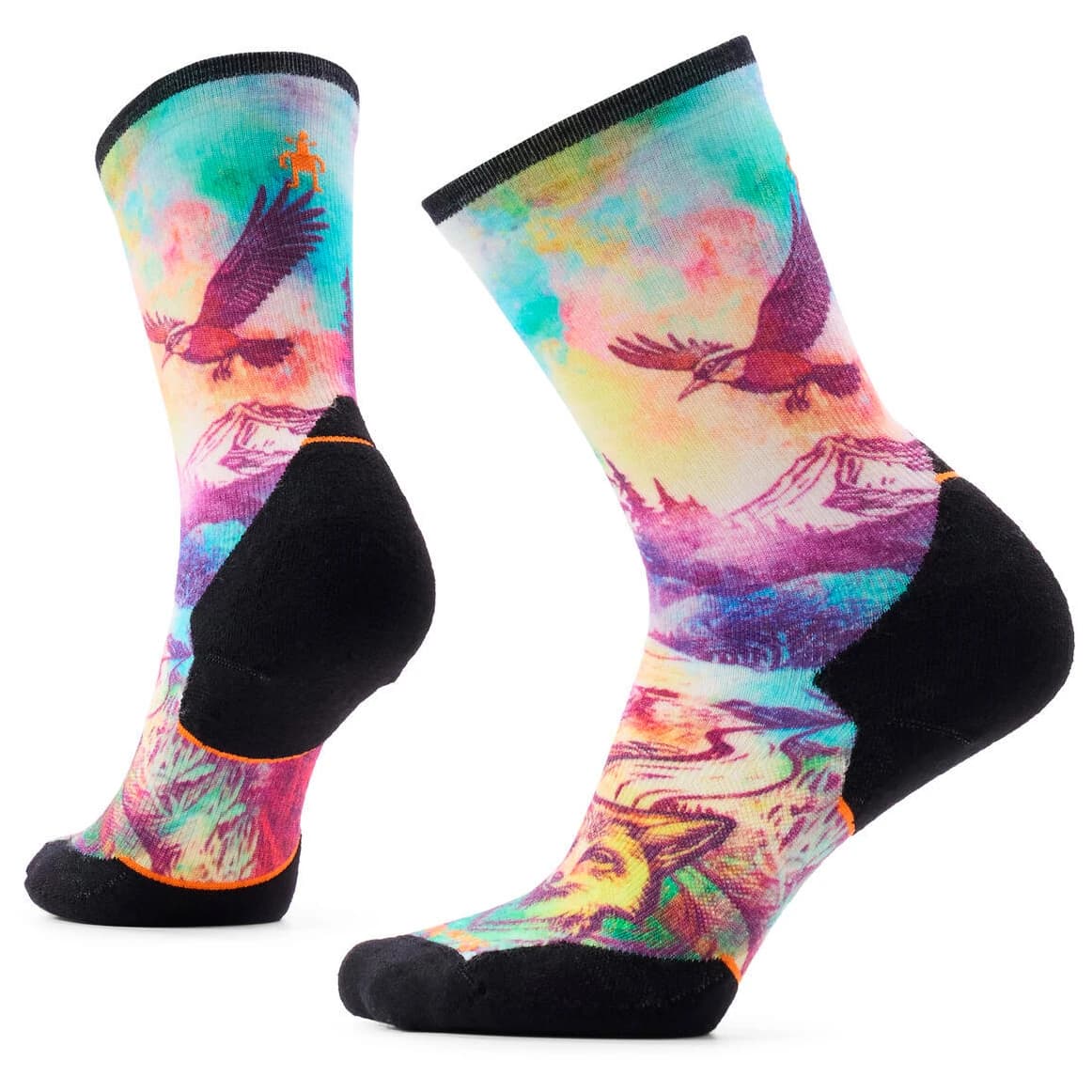 Дамски чорапи за бягане Smartwool Women's Trail Run TC Serene Peak Print Crew Running socks - Dusty Teal