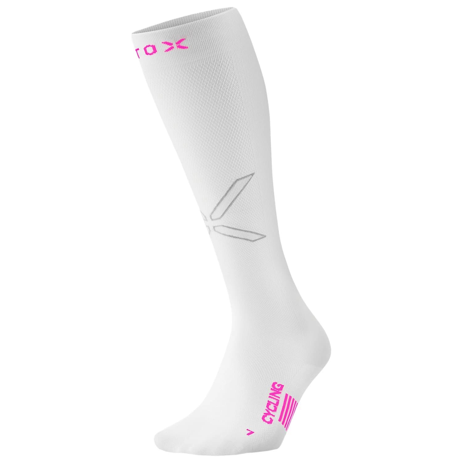 Дамски чорапи за колоездене STOX Energy Socks Women's Cycling Socks - White / Pink Fluo