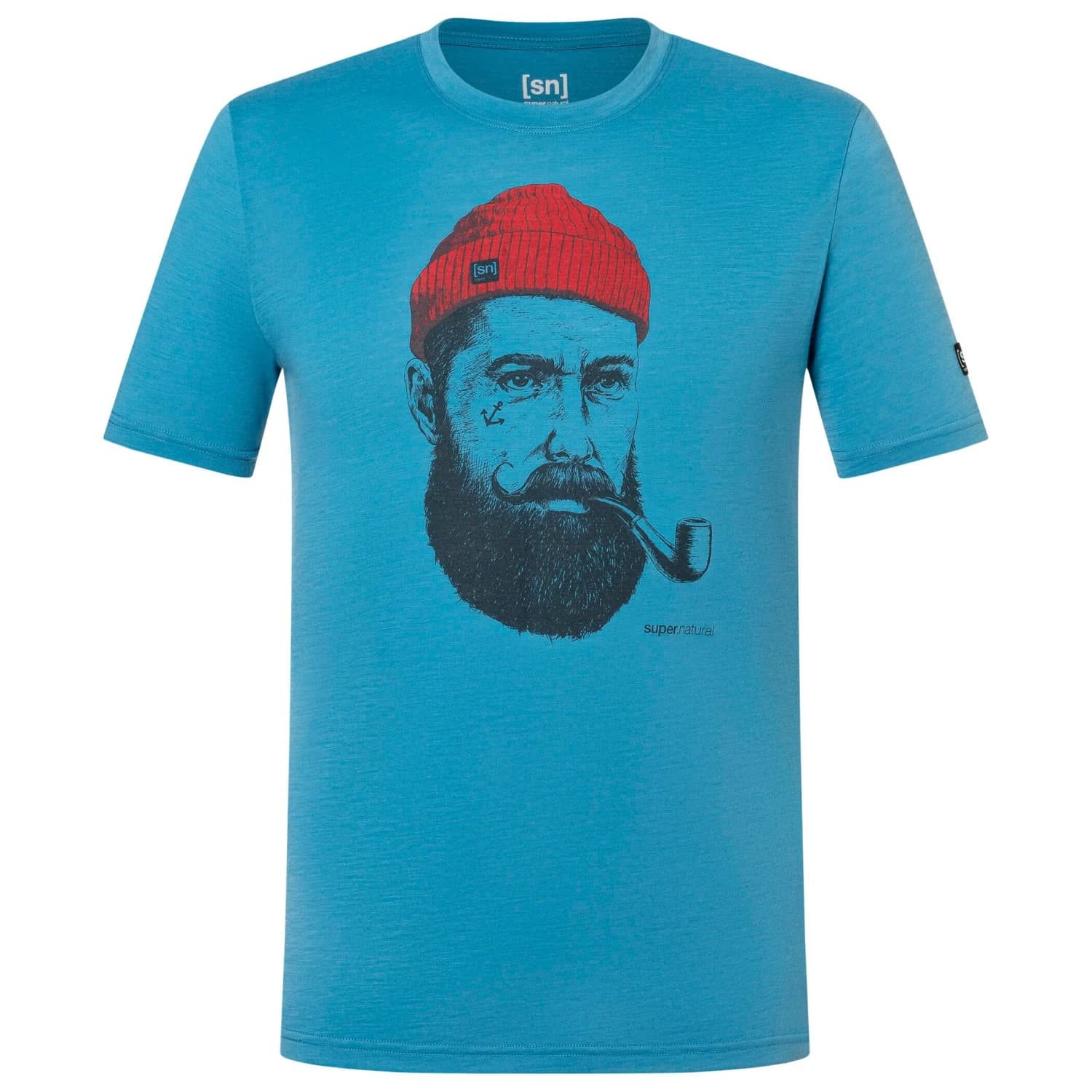 Мъжка мериносова блуза super.natural Sailor Tee Merino shirt - Blue Heaven / Dark Shadow Melange / High Risk Red
