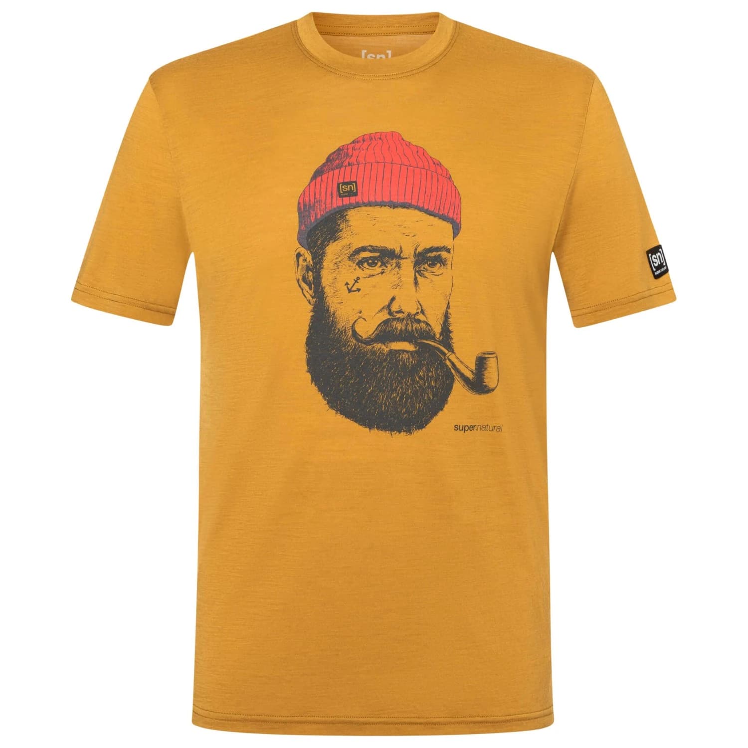 Мъжка мериносова блуза super.natural Sailor Tee Merino shirt - Dried Tobacco / Dark Shadow Melange / High Risk Red