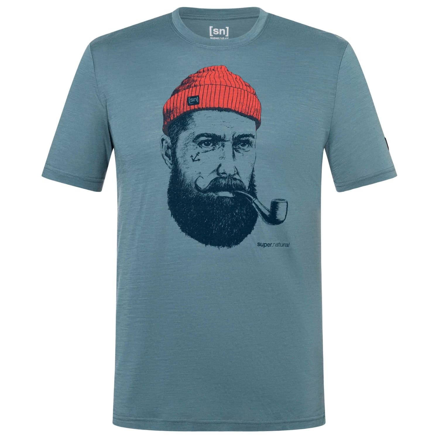 Мъжка мериносова блуза super.natural Sailor Tee Merino shirt - Stormy Weather / Blueberry / High Risk Red