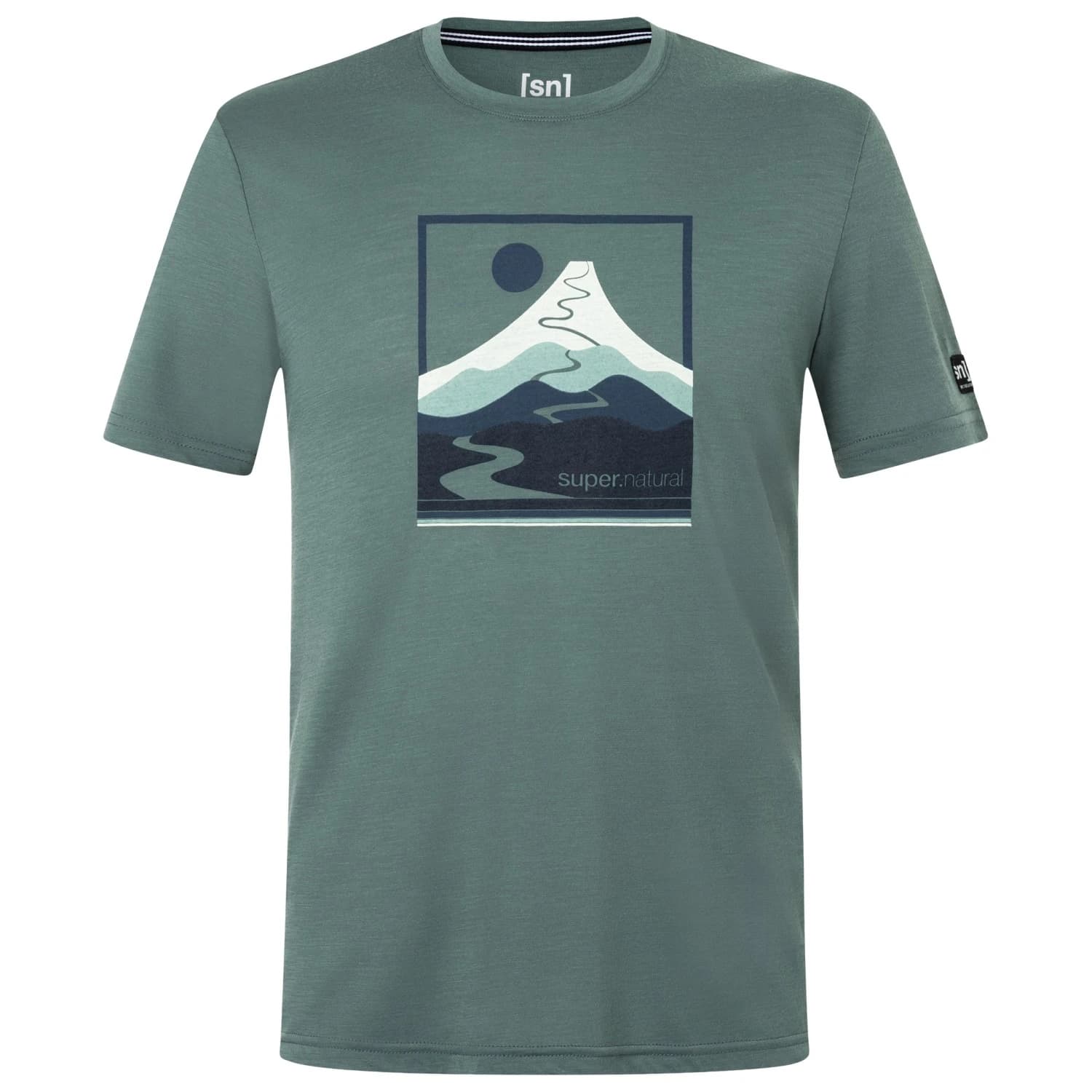 Мъжка мериносова блуза super.natural Trace Hill Tee Merino shirt - Balsam Green / Various