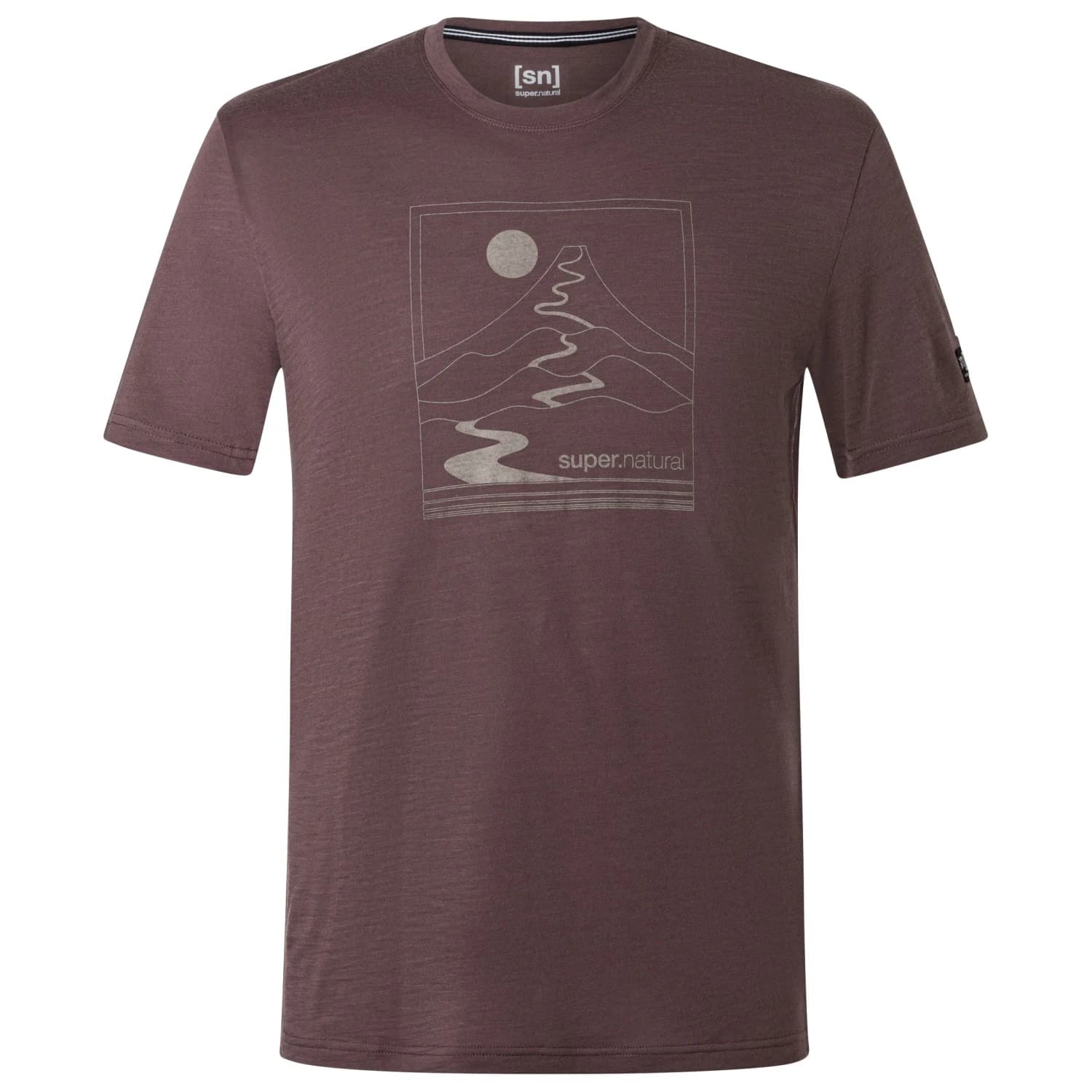 Мериносова блуза super.natural Trace Hill Tee Merino shirt - Raisin / Various