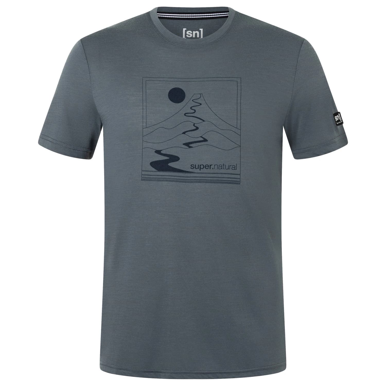 Мъжка мериносова блуза super.natural Trace Hill Tee Merino shirt - Turbulence Blue / Various