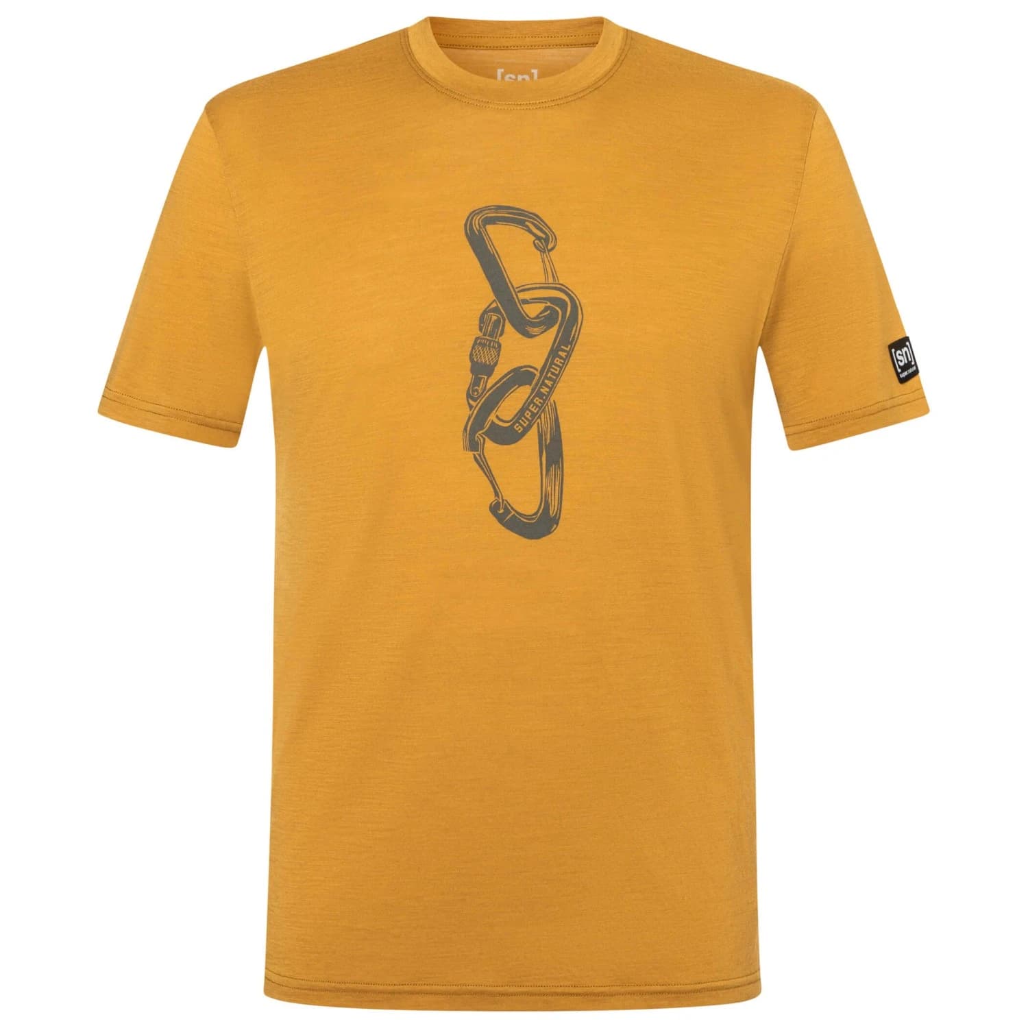 Мъжка мериносова блуза super.natural Carabineri Tee Merino shirt - Dried Tobacco / Cashmere Grey Melange