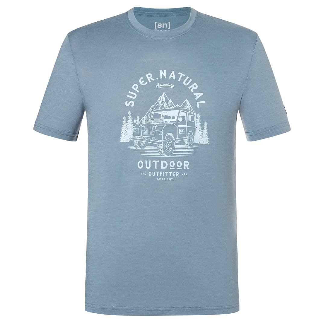 Мериносова блуза super.natural Landi Tee Merino shirt - Flint Stone / Heather Blue