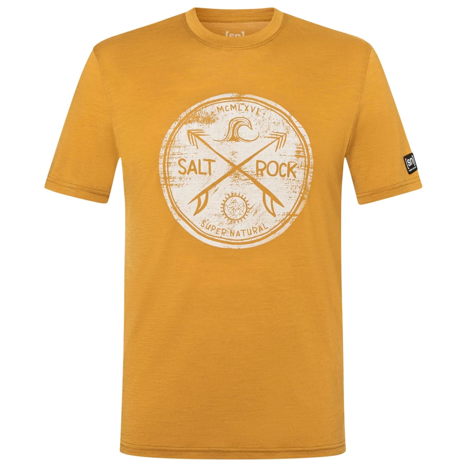 Мъжка мериносова блуза super.natural Salt & Rock Tee Merino shirt - Dried Tobacco / White Stone