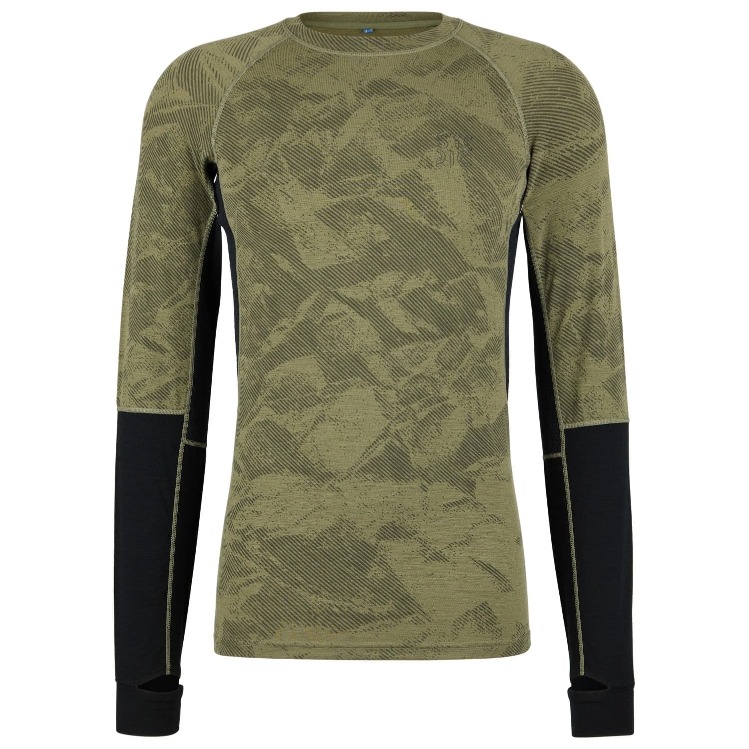 Мъжка мериносова блуза Stoic MerinoMesh150 SadjemSt. L/S Merino shirt - Olive Green Aop