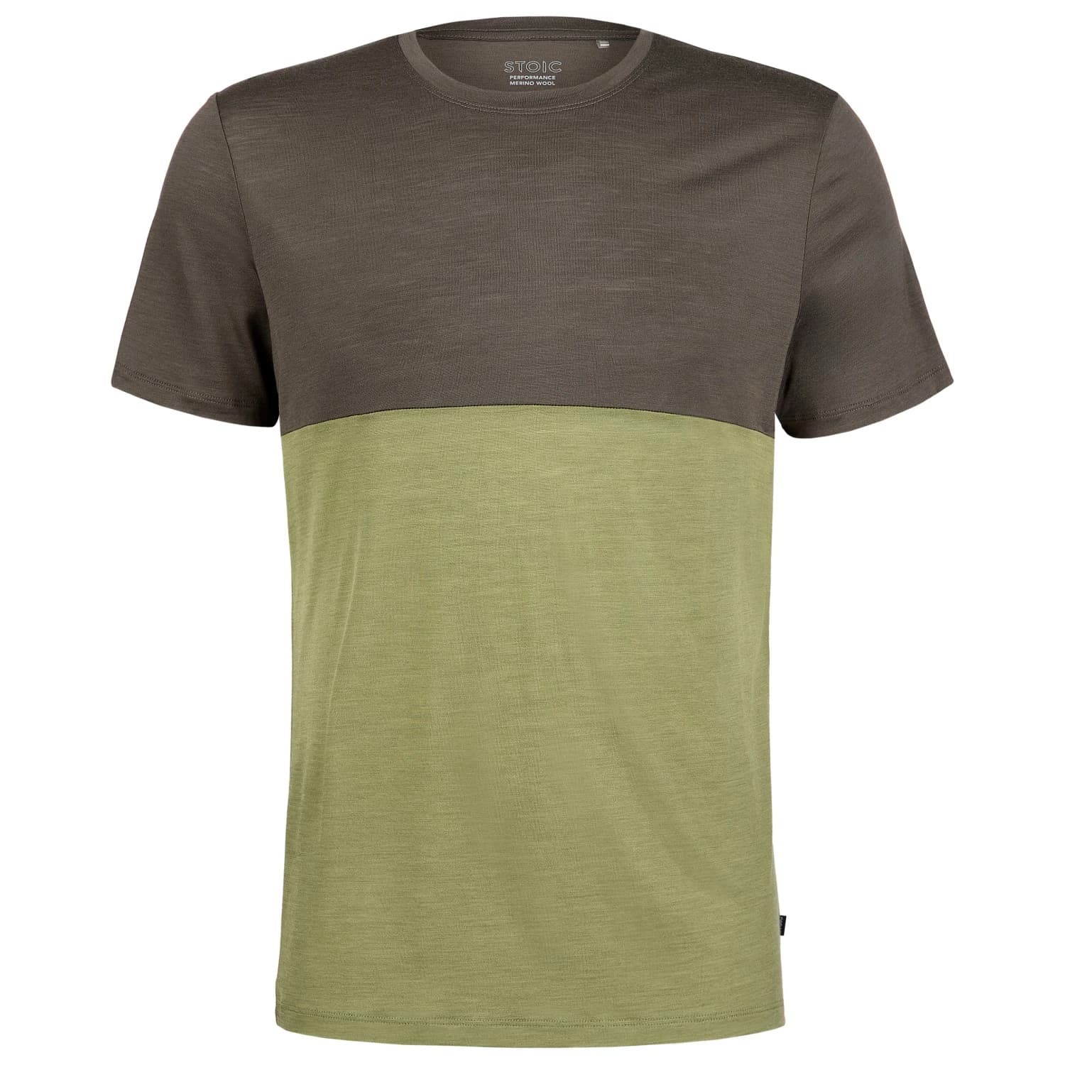 Мъжка мериносова блуза Stoic MerinoChill MMXX. Göteborg Colorblock Tee Merino shirt - Dark Olive / Moss Green