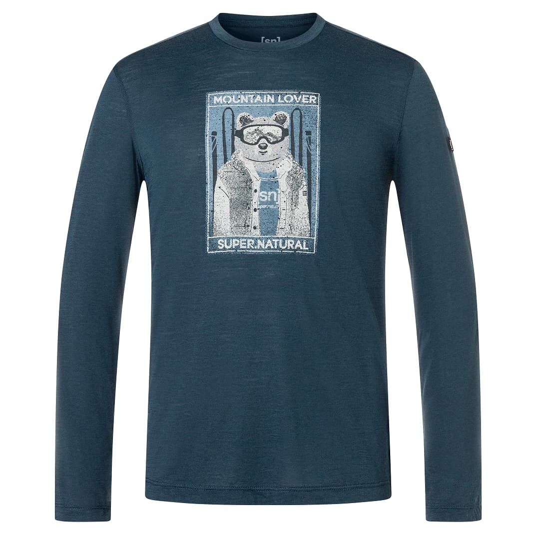 Мъжка блуза с дълъг ръкав Super.natural Bearski L/S Longsleeve - Blueberry / Various