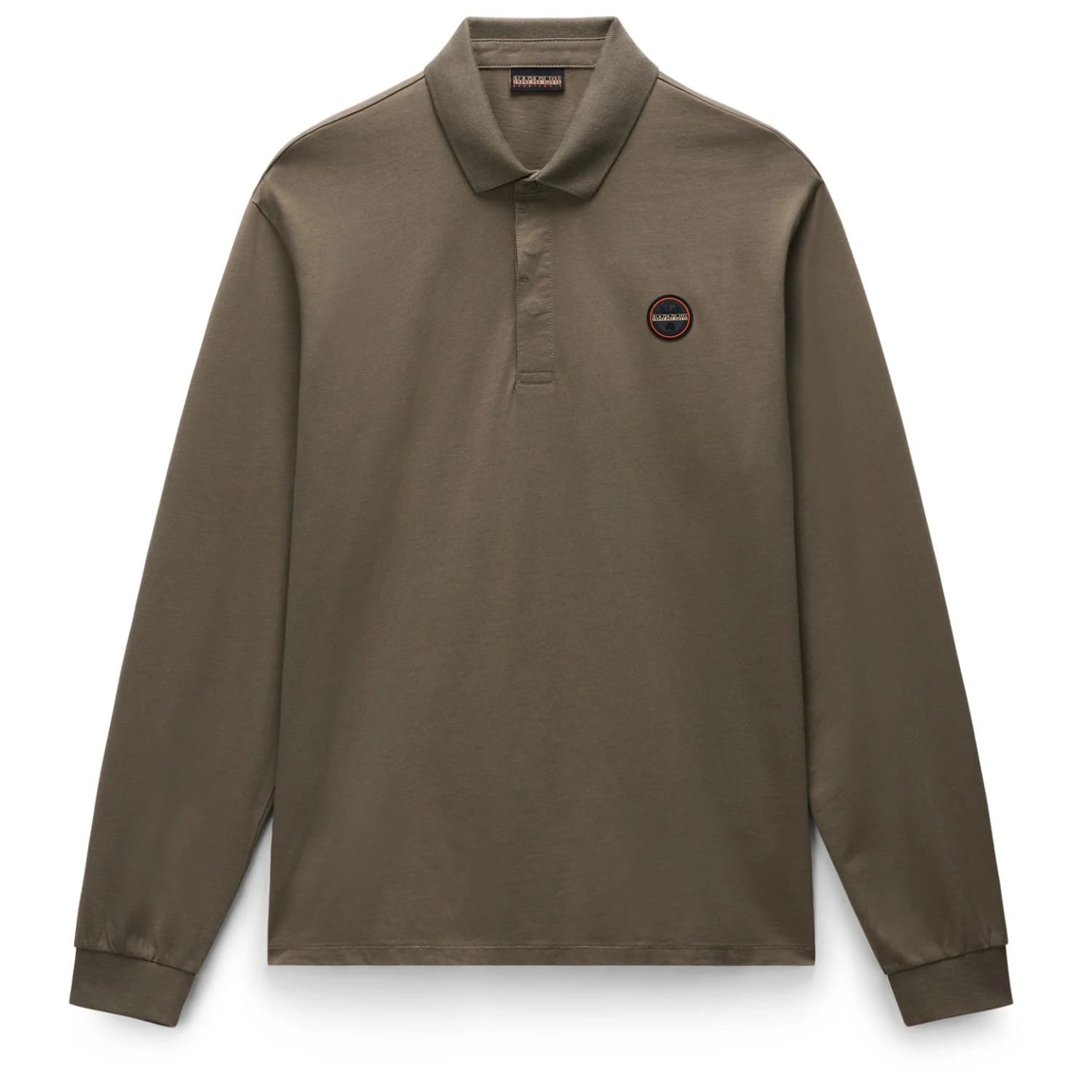Мъжка поло тениска Napapijri E-Badge L/S Polo shirt - Tea Leaf