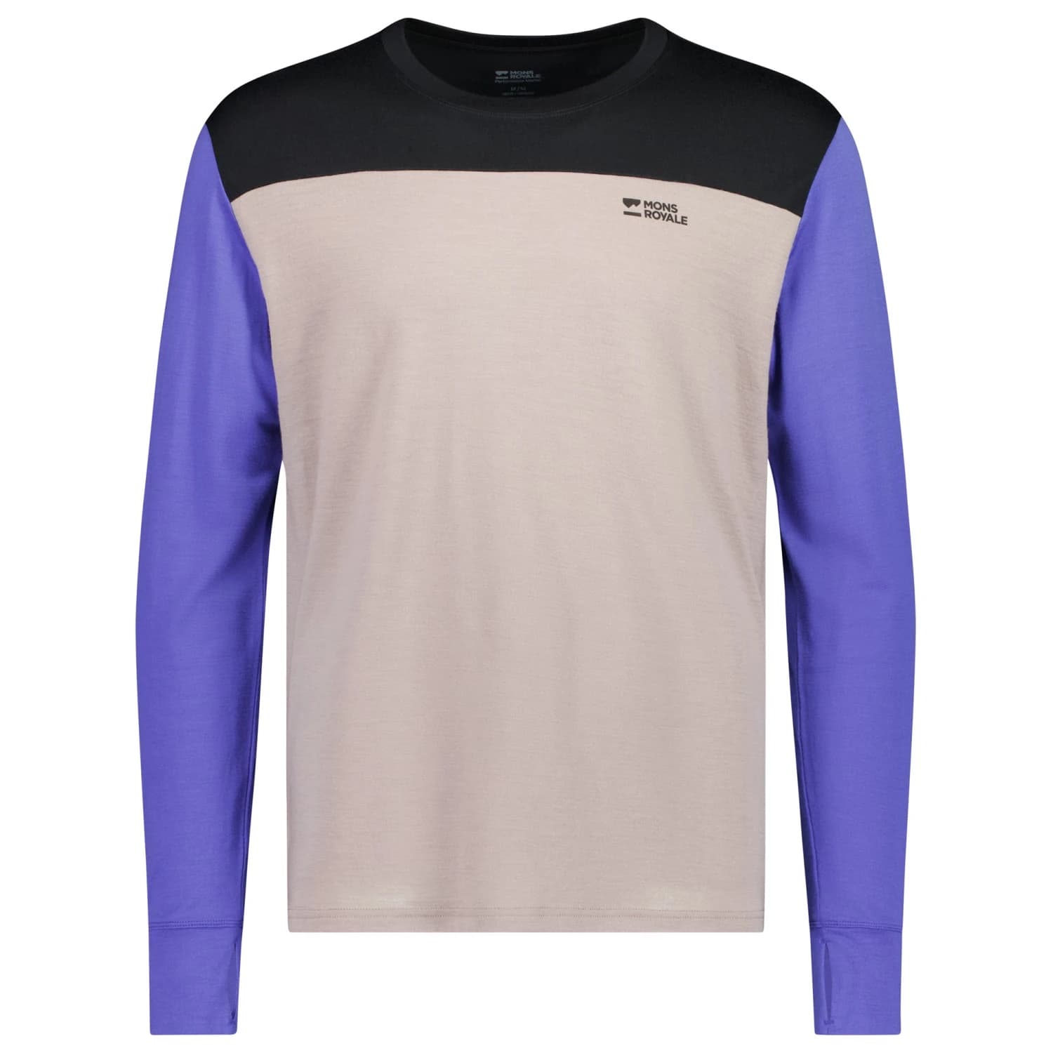 Мериносово термобельо Mons Royale Yotei Merino L/S Merino shirt - Cinder / Blue Dusk / Black