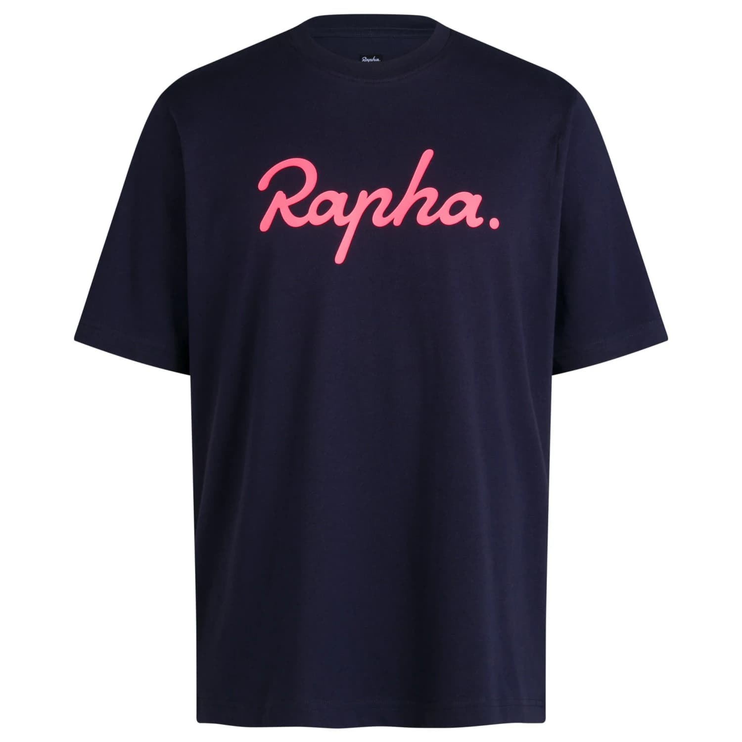 Мъжка тениска Rapha Cotton T-Shirt Large Logo T-shirt - Dark Navy / High-Vis Pink