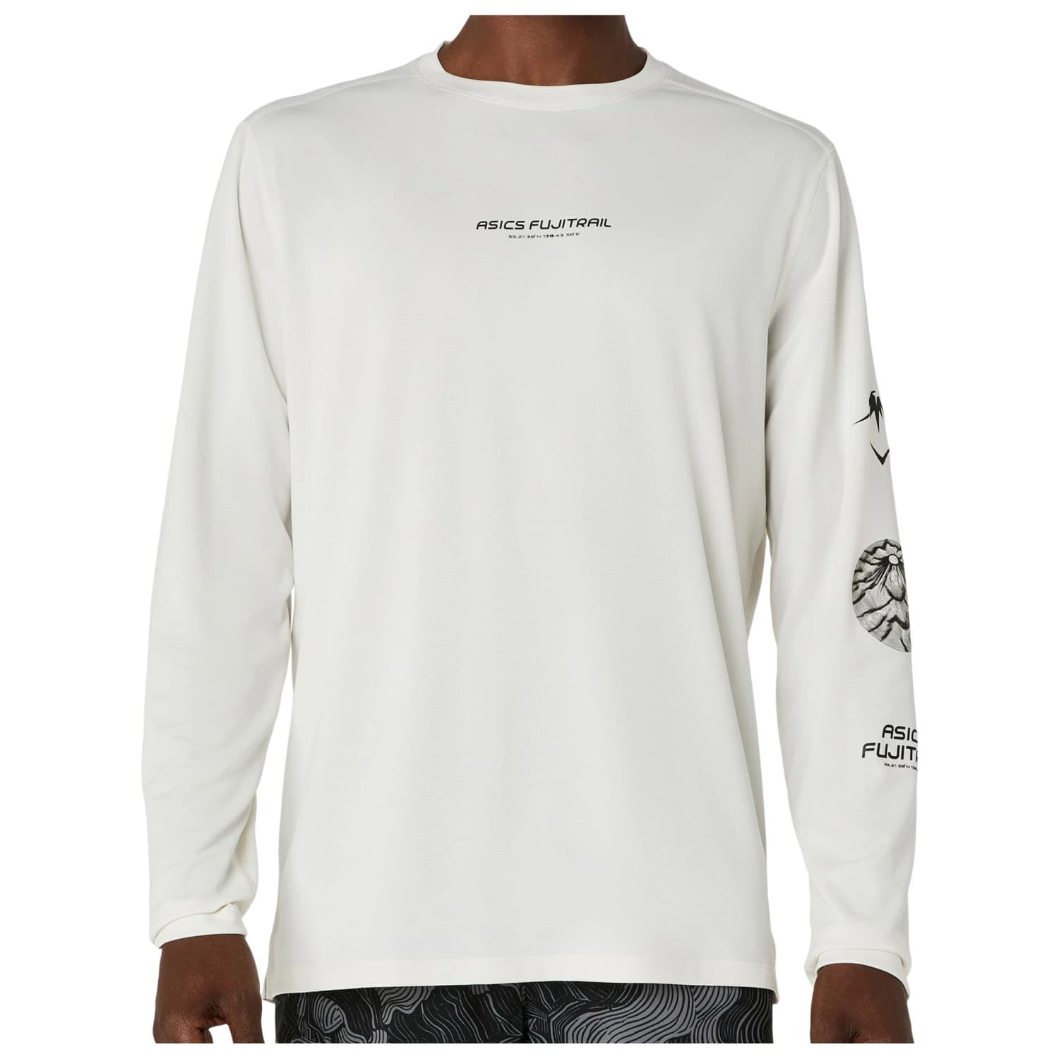 Мъжка тениска Asics Fujitrail Logo L/S Top Running shirt - Cream
