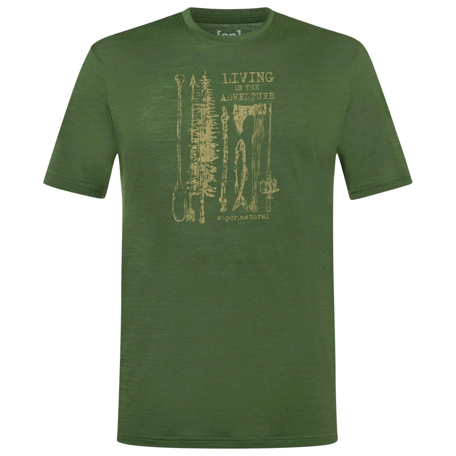 Мъжка мериносова блуза Super.natural Fishing Adventure Tee Merino shirt - Chive / Dried Tobacco