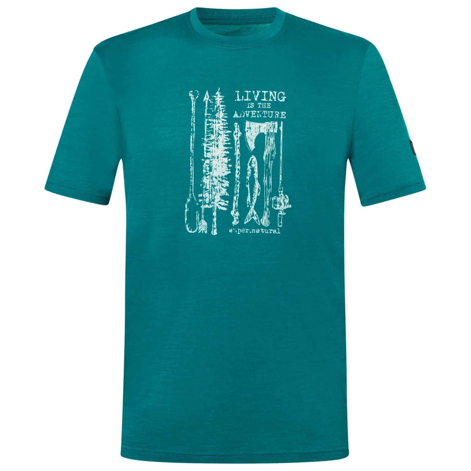 Мъжка мериносова блуза Super.natural Fishing Adventure Tee Merino shirt - Pacific / White Stone