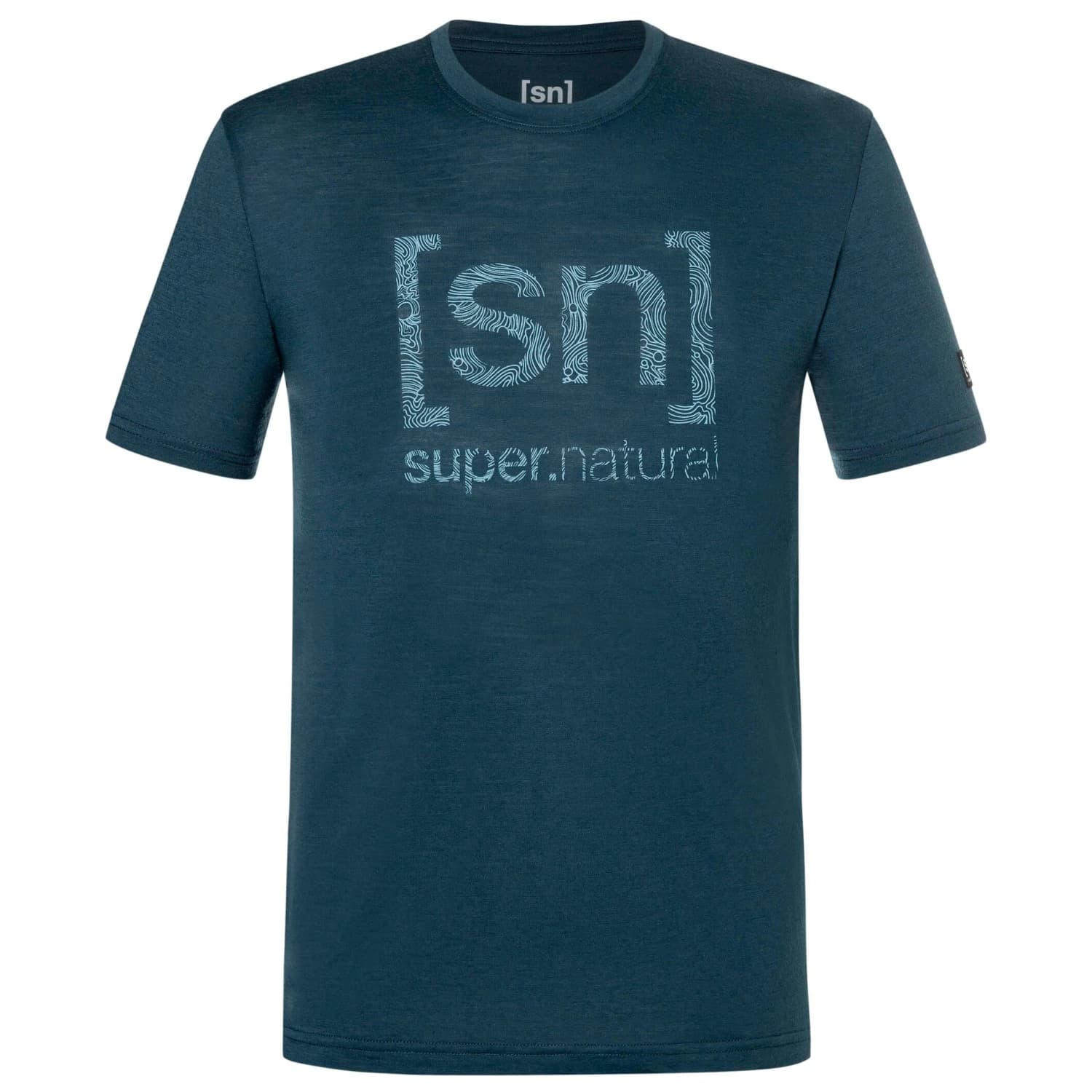 Мъжка мериносова блуза super.natural Logo Lines Tee Merino shirt - Blueberry / Flint Stone