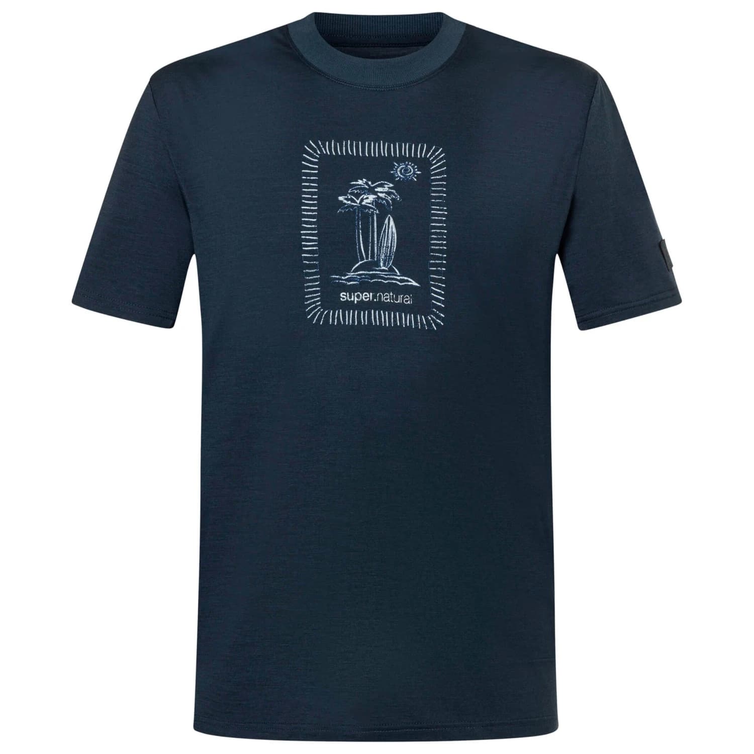 Мъжка мериносова блуза super.natural Palm Island Bio Jersey Tee Merino shirt - Blueberry / White Stone / Ocean Blue