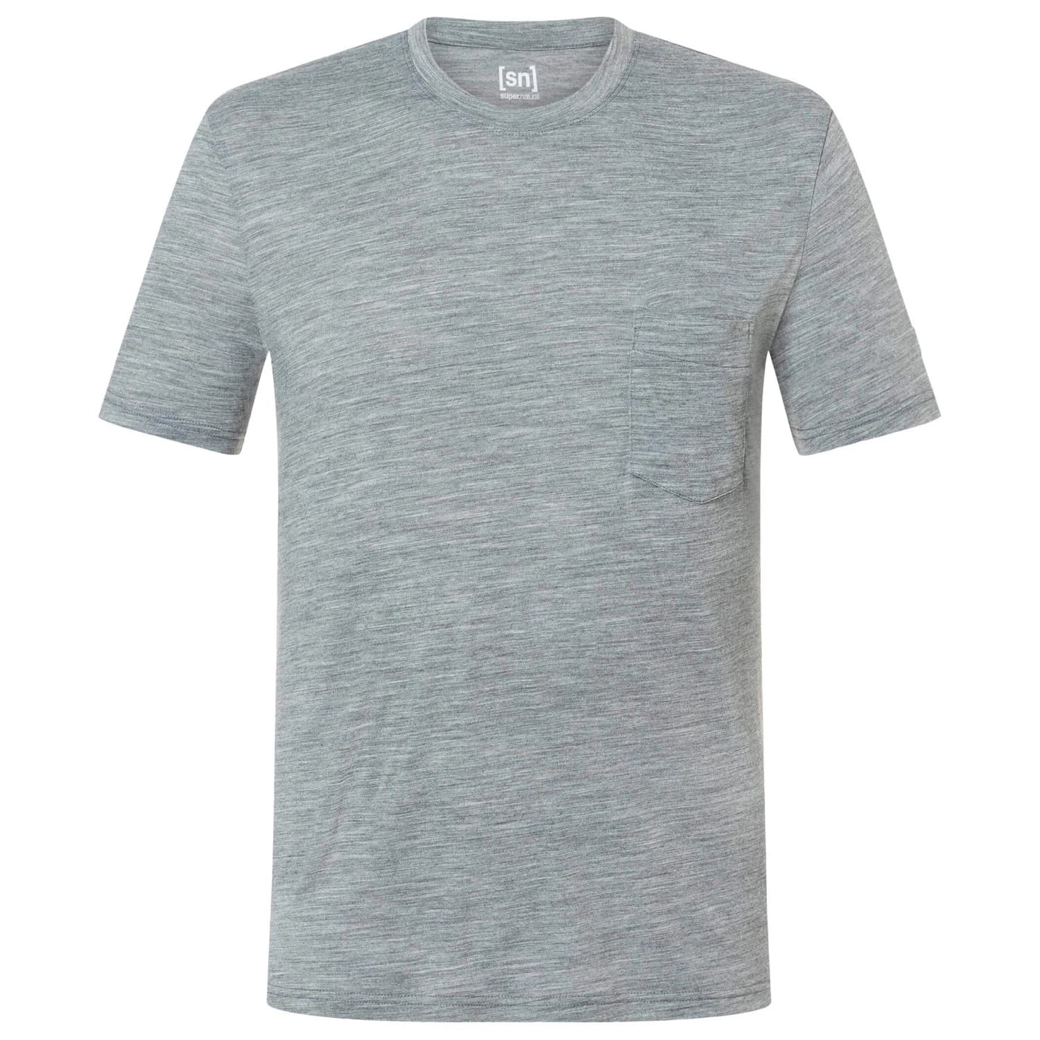Мъжка мериносова блуза super.natural Pocket Tee Merino shirt - Cashmere Grey Melange