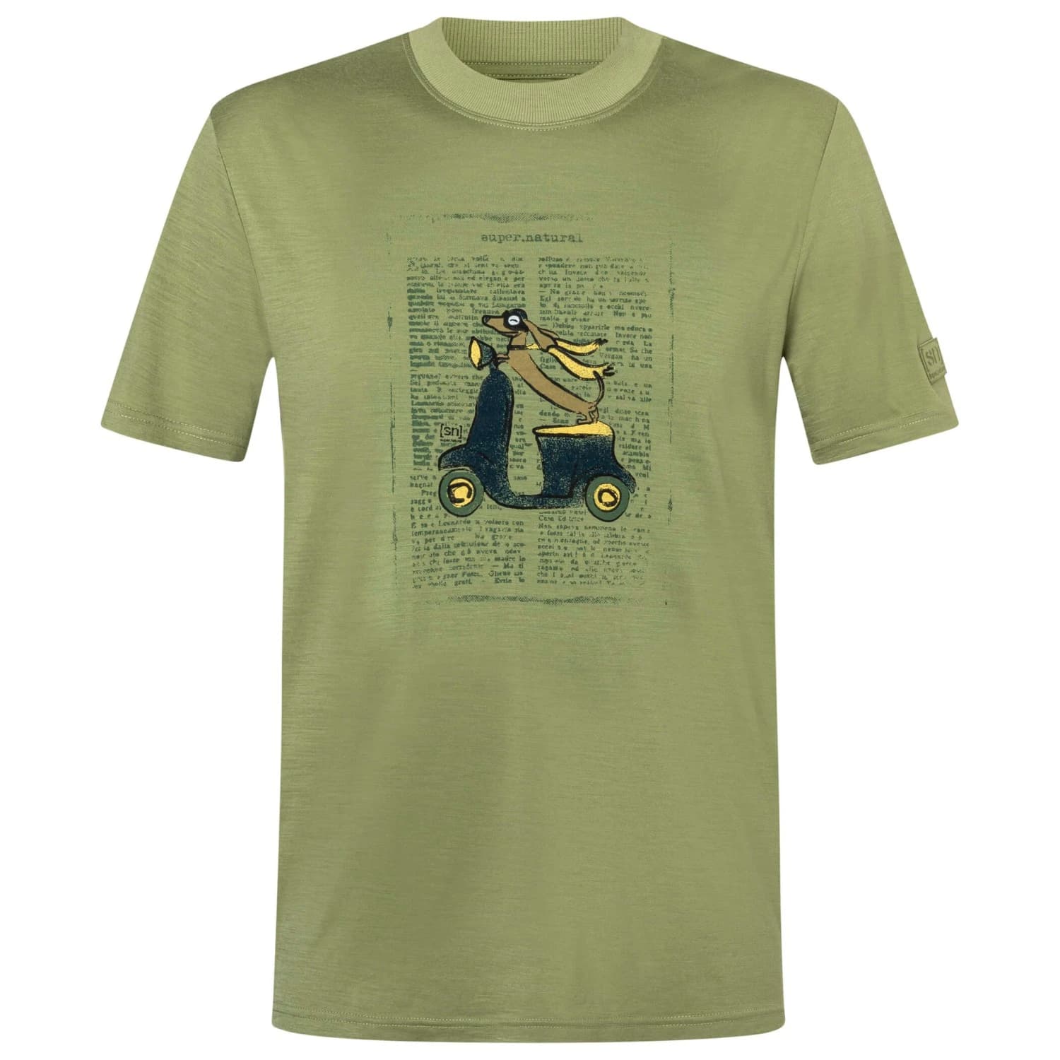 Мъжка мериносова блуза super.natural Racing Dachshund Bio Jersey Tee Merino shirt - Sage / Various