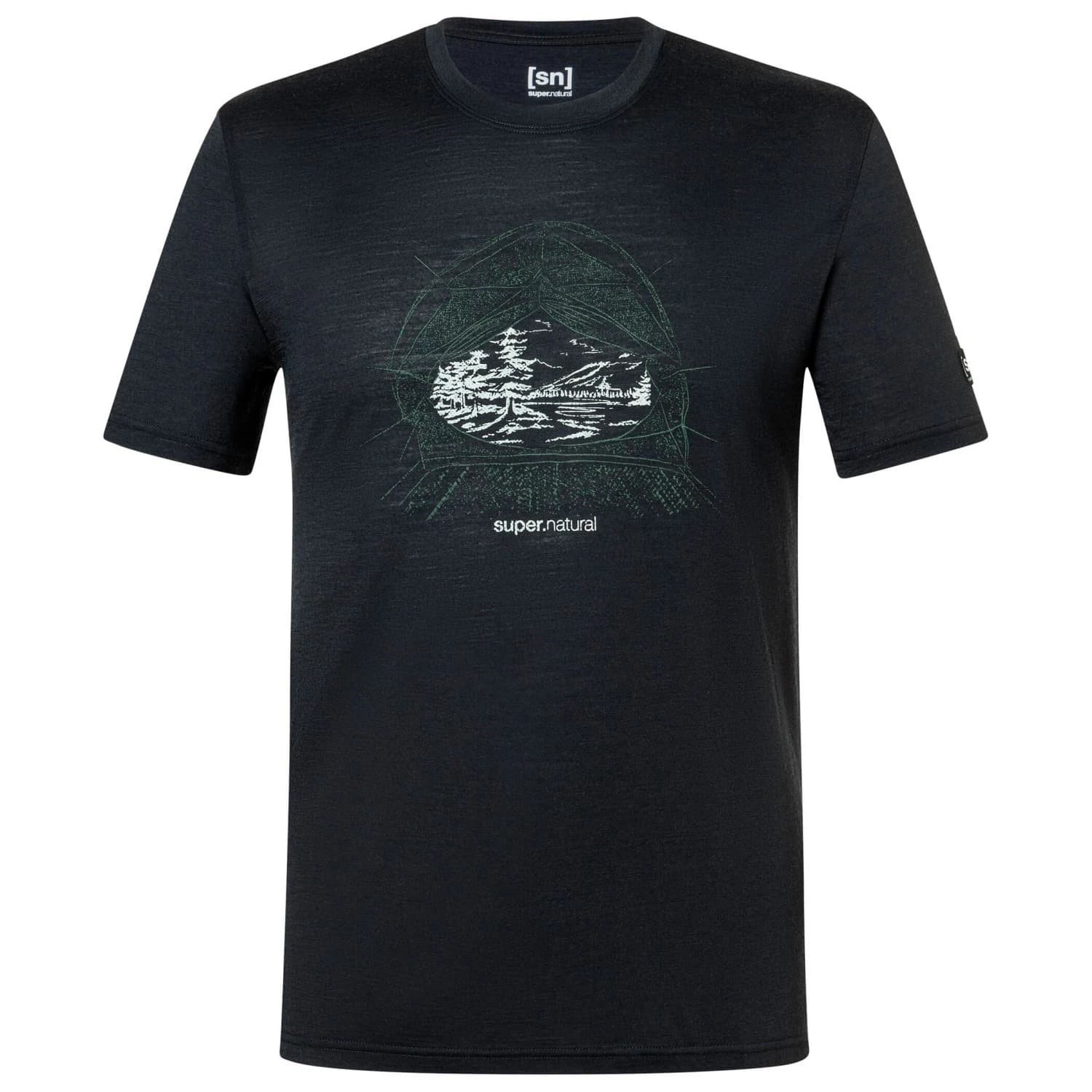 Мъжка мериносова блуза Super.natural Tent View Tee Merino shirt - Jet Black / Various
