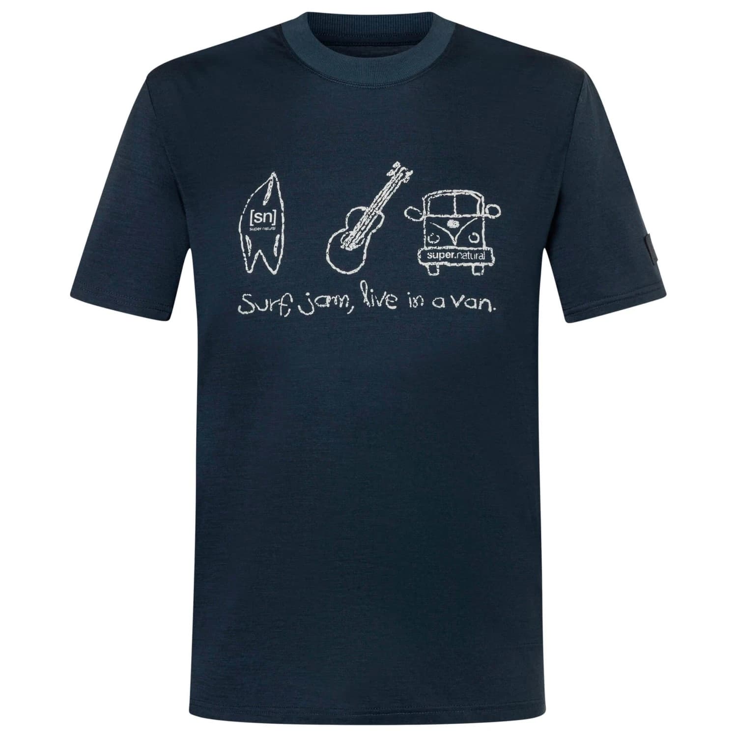 Мъжка мериносова блуза super.natural Van Life Bio Jersey Tee Merino shirt - Blueberry / Feather Grey