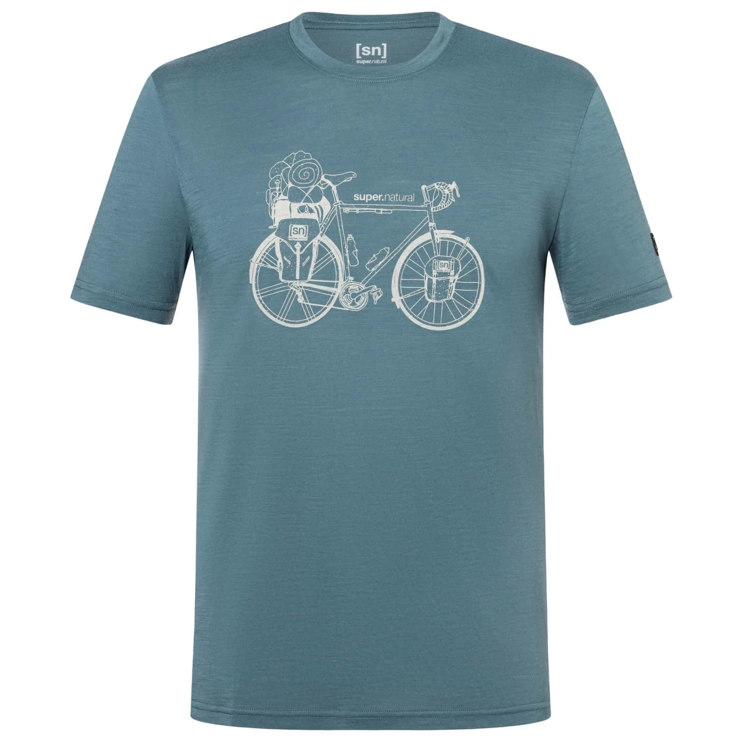Мъжка мериносова блуза super.natural Wander Wheel Tee Merino shirt - Stormy Weather / Feather Grey